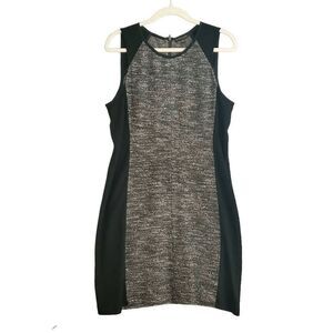 Eileen Fisher Women's Tweedy Cotton Color Block Panels Black Sleeveless Dress M